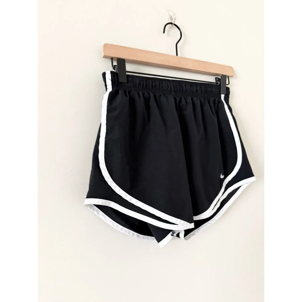 Nike Dry Fit Tempo Running Athletic Shorts in Black with White Trim Size S